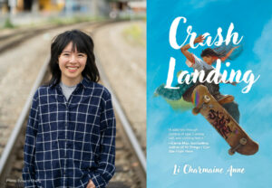 An image of Li Charmaine Anne alongside cover art for Crash Landing